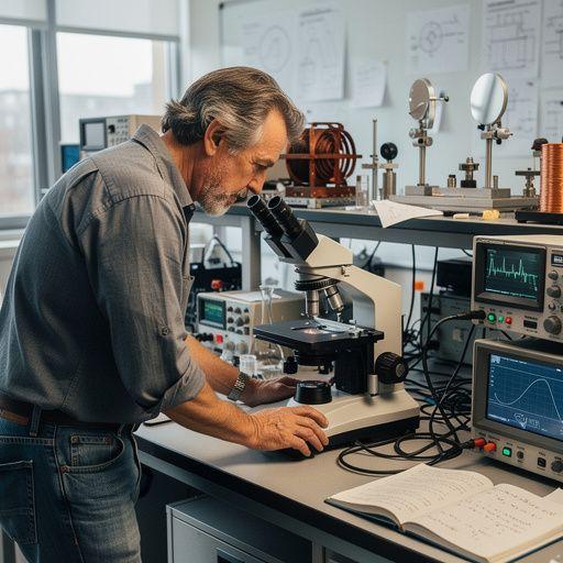 Fizikai szakkör képe, ahol diákok együtt dolgoznak.